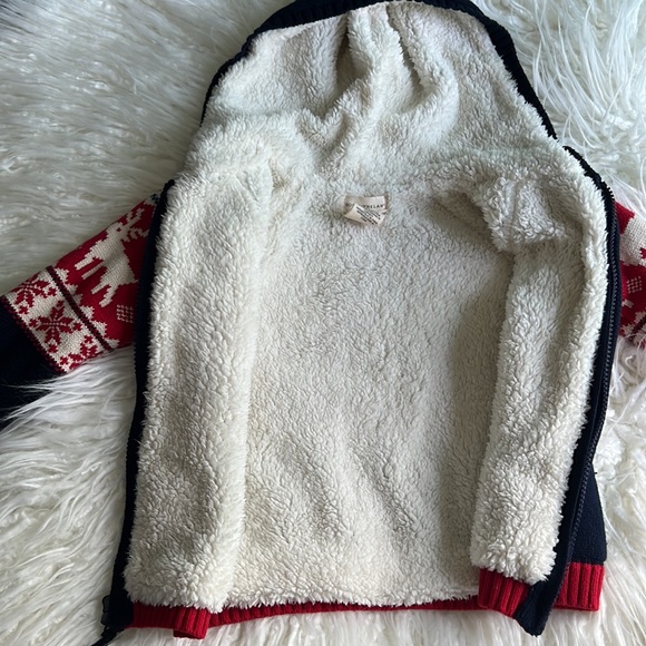 Rorie Whelan Sherpa Lined Blue Zip Up Sweater Hooded - Picture 3 of 7